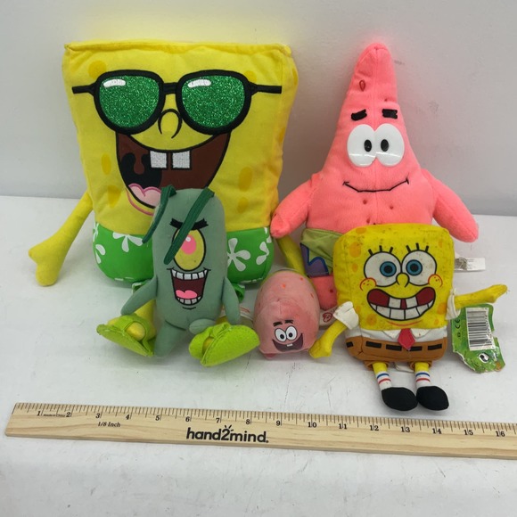 Spongebob Stuffed Animal Plush Toy Lot Patrick Plankton Nickelodeon - Picture 1 of 6